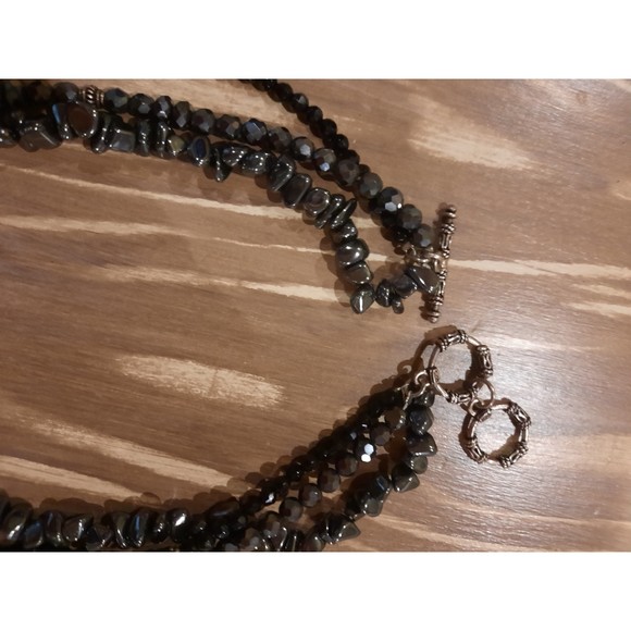 SILPADA Sterling Silver, Black Onyx, & Hematite 3 Strand Vintage Necklace - Picture 4 of 8